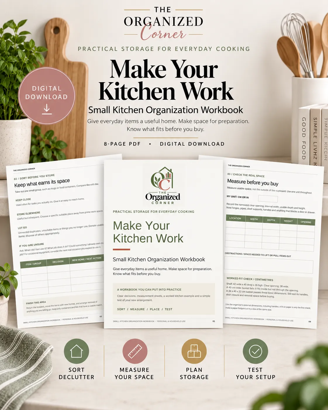 small kitchen organization workbook