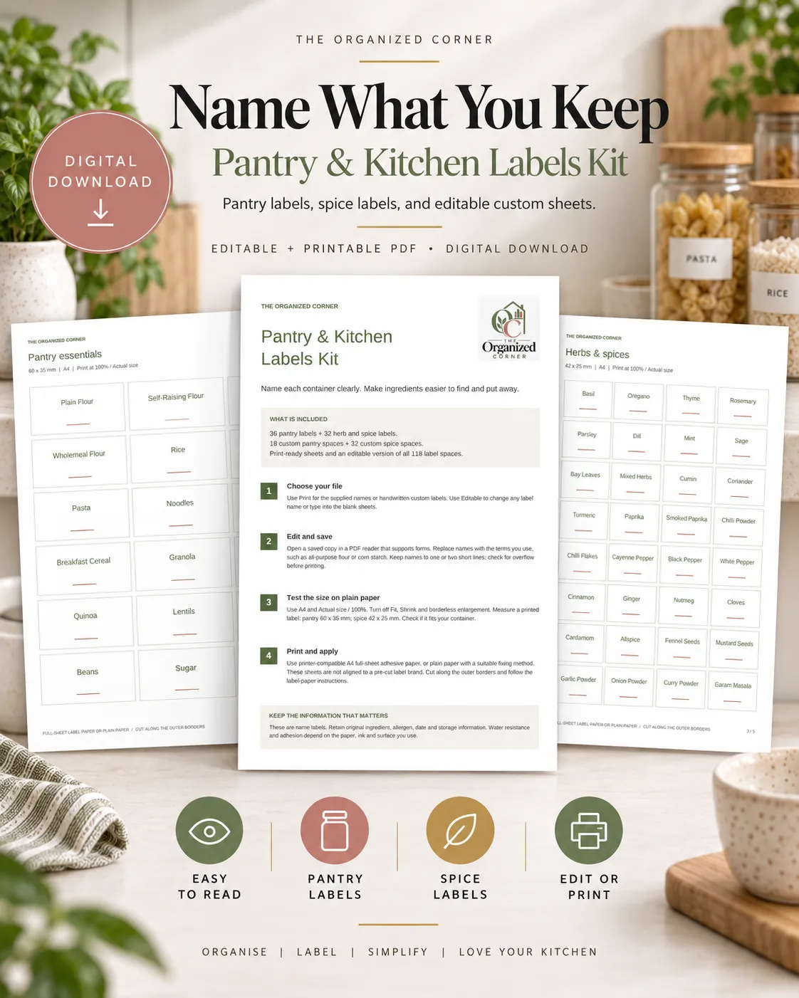editable pantry and kitchen labels
