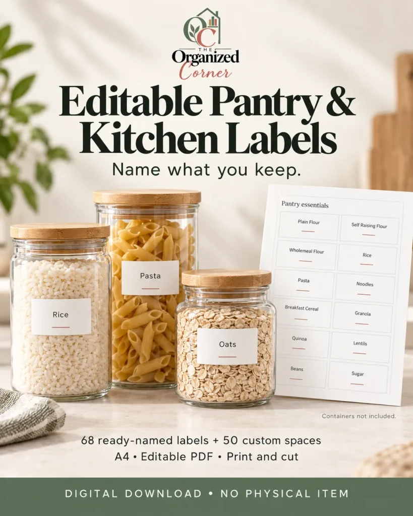 editable pantry and kitchen labels