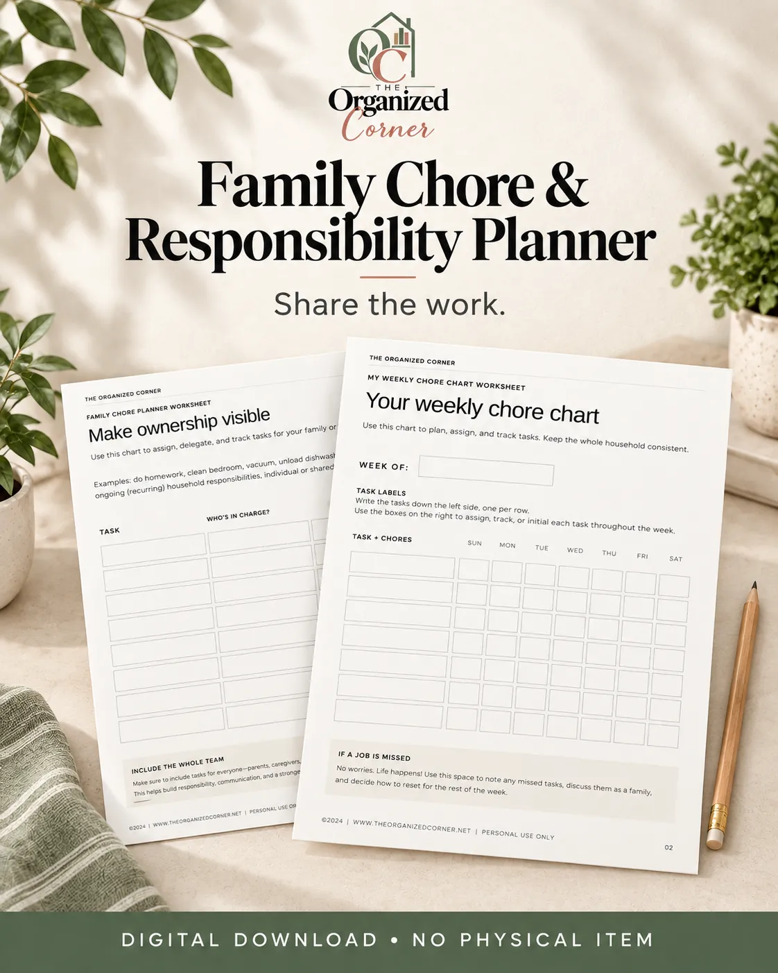 printable family chore chart