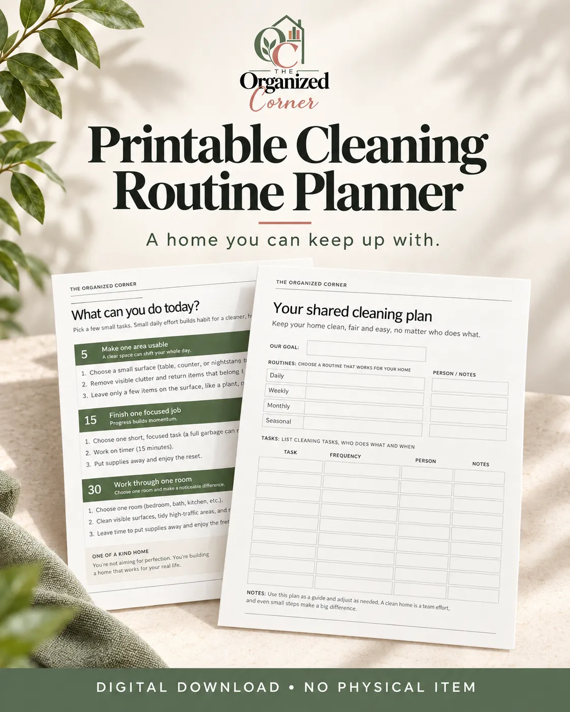 printable cleaning routine planner