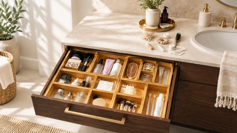 9-Piece Bamboo Drawer Organizer for a Clutter-Free Bathroom