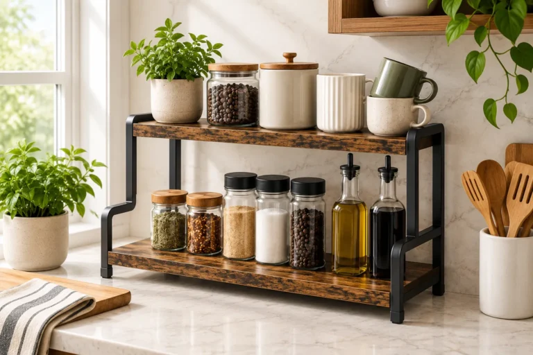 Turn One Countertop Into Two With a Tiered Kitchen Organizer