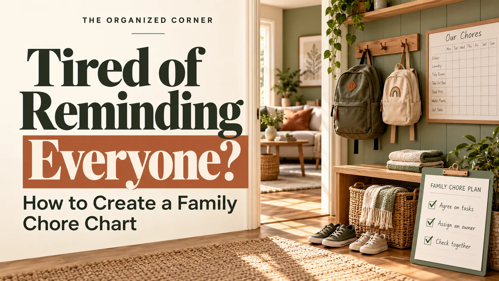Family chore chart for sharing household responsibilities
