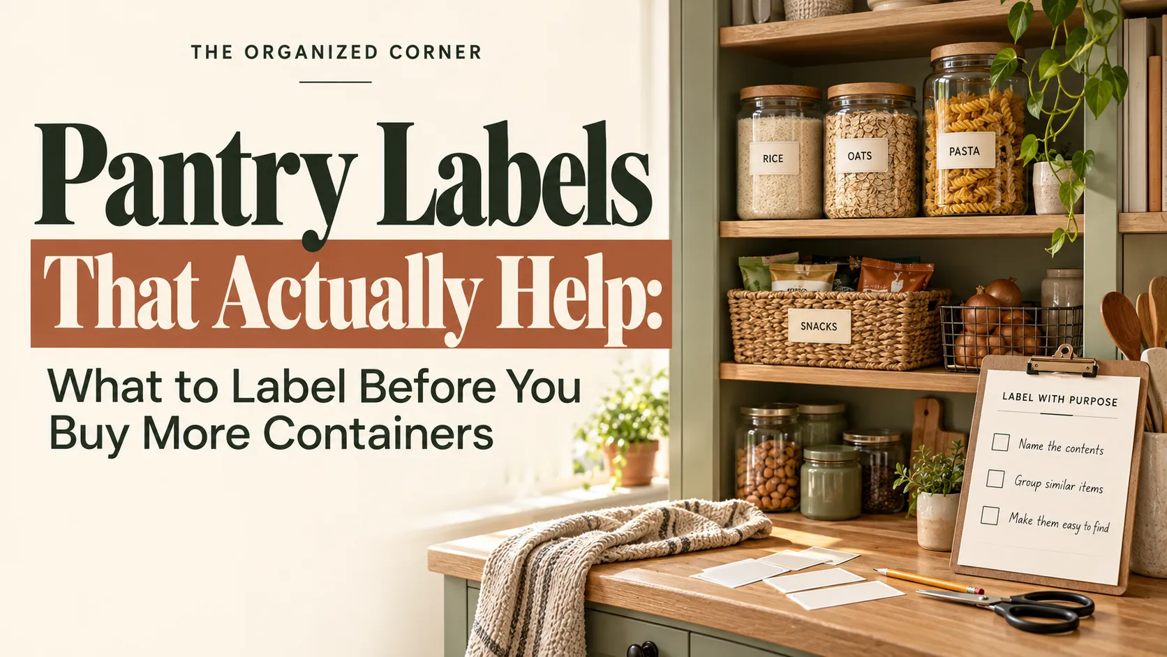 How to label a pantry with clear pantry labels and organized food containers