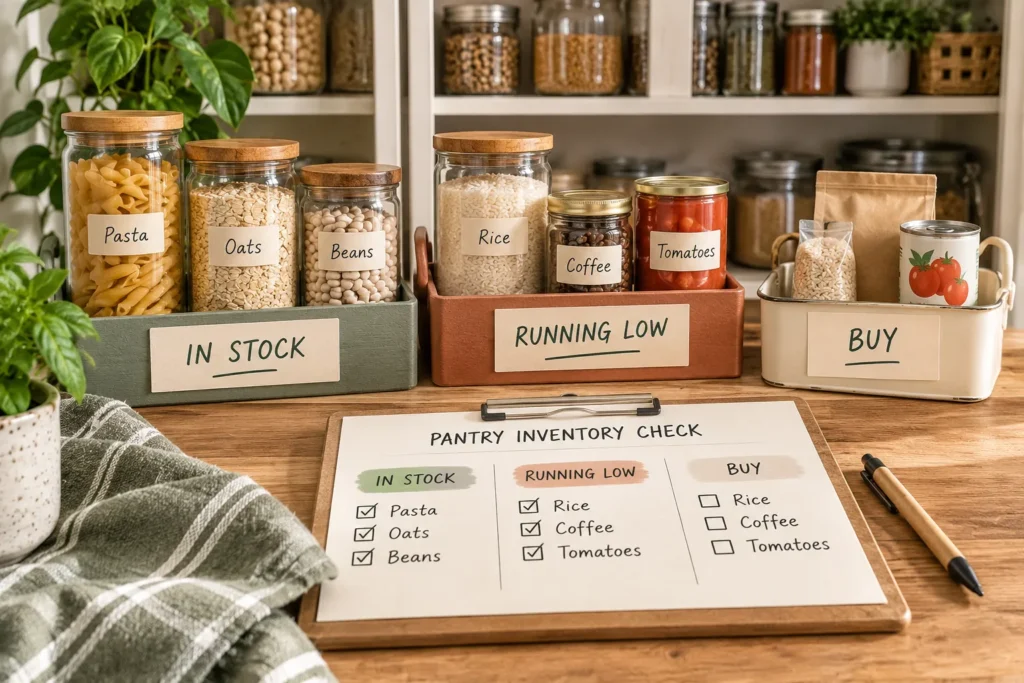 Simple pantry running-low list for keeping food inventory updated