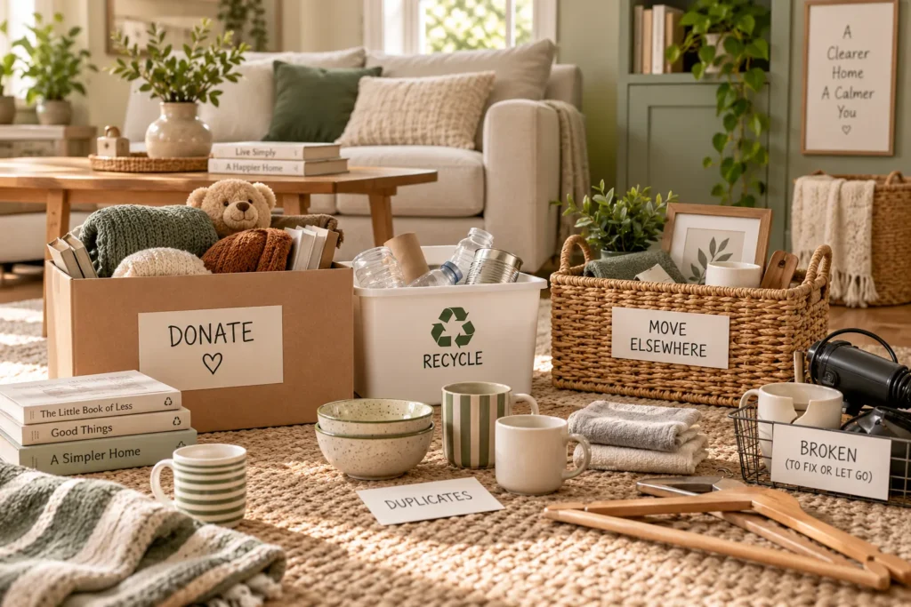 Easy items to remove first when decluttering a room