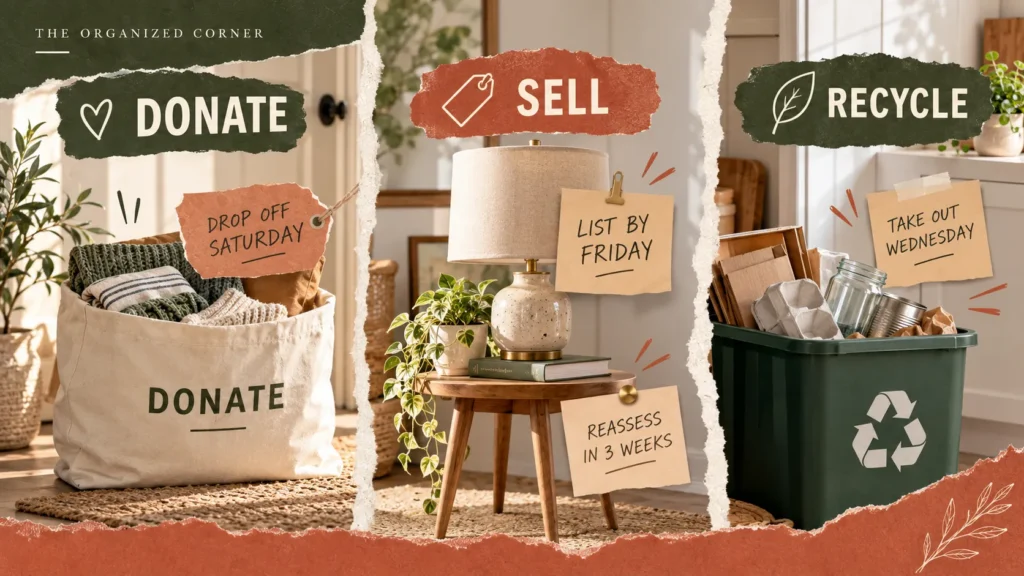 Decluttering exit plan for donating selling and recycling unwanted items