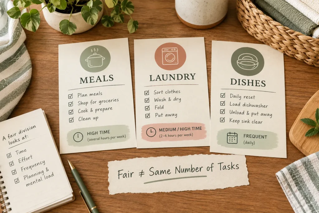 Fair chore division based on time effort and frequency